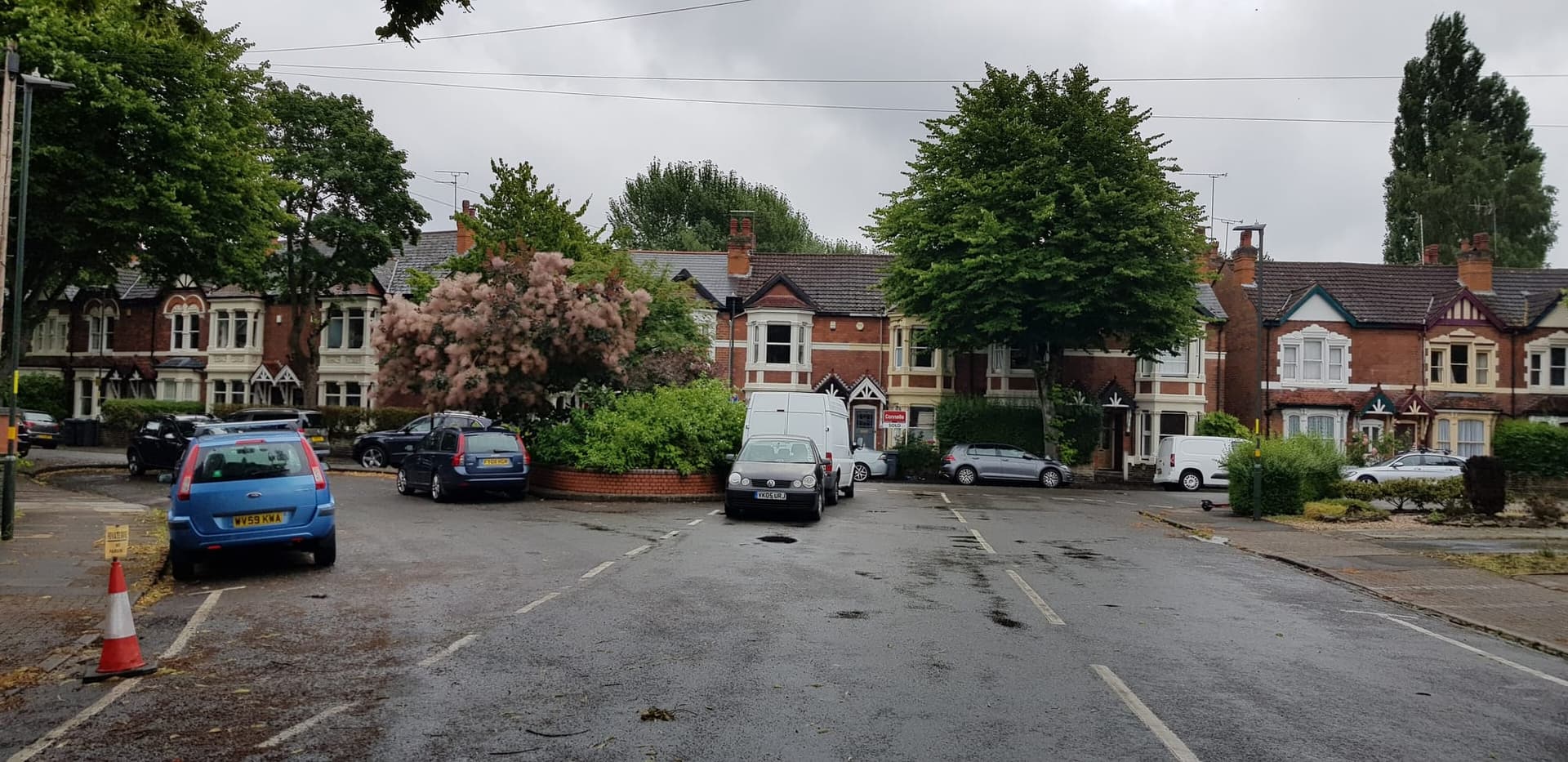Edwardian semi-detached houses with bay windows on Sir Johns Road, Selly Park